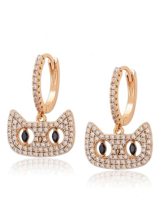 SC JEWELRY Jewelry - Owl Earrings 18k Gold Plated Toned CZ Stone Statement Dainty Water Resistant